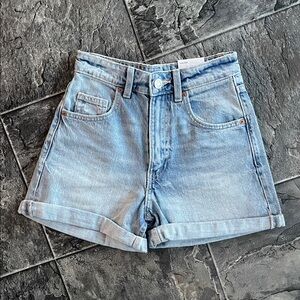 ⭐️NWT ZARA Rigid High-Rise Mom Fit Bermuda Coastal Summer Beach Jean Shorts